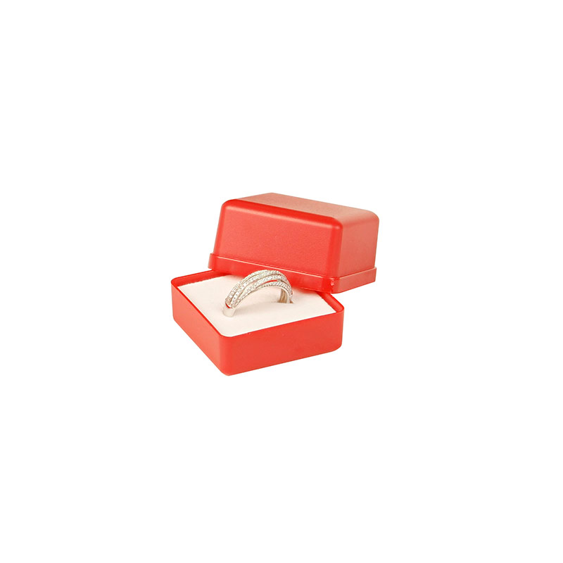 Opaque plain red plastic ring box