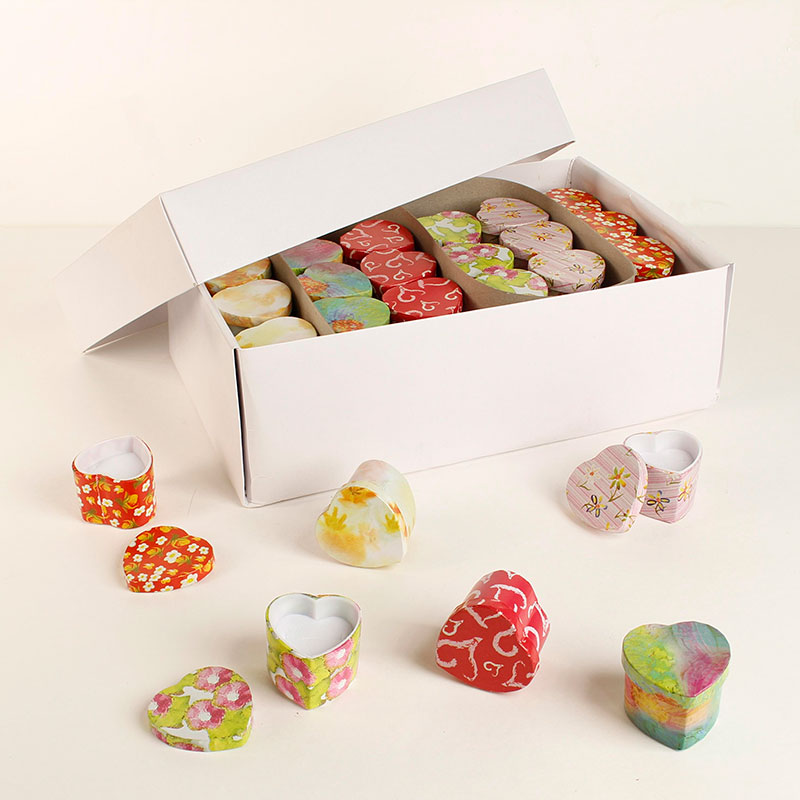 Pack of 48 heart shaped fancy plastic ring boxes