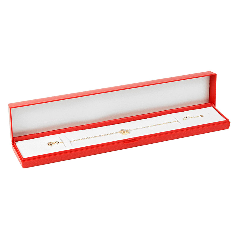 Shiny red plastic jewellery presentation box