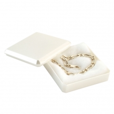 Plastic jewellery presentation box with a metallic finish