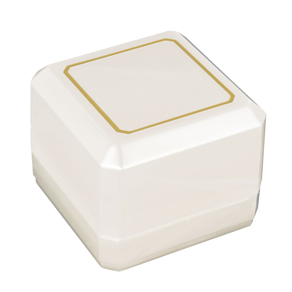 Plastic jewellery box with a metallic finish and a gold border