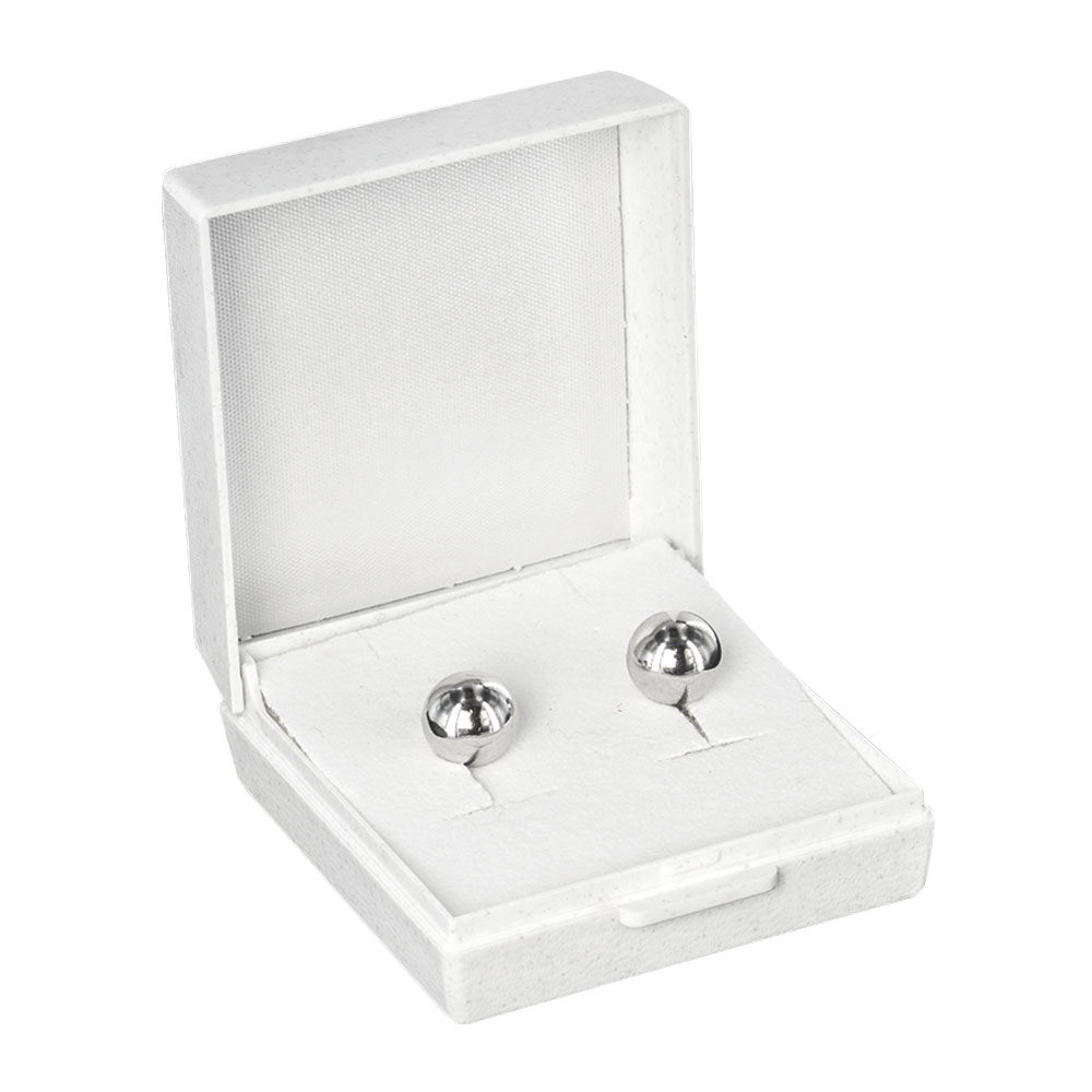 White plastic earrings box with hinge