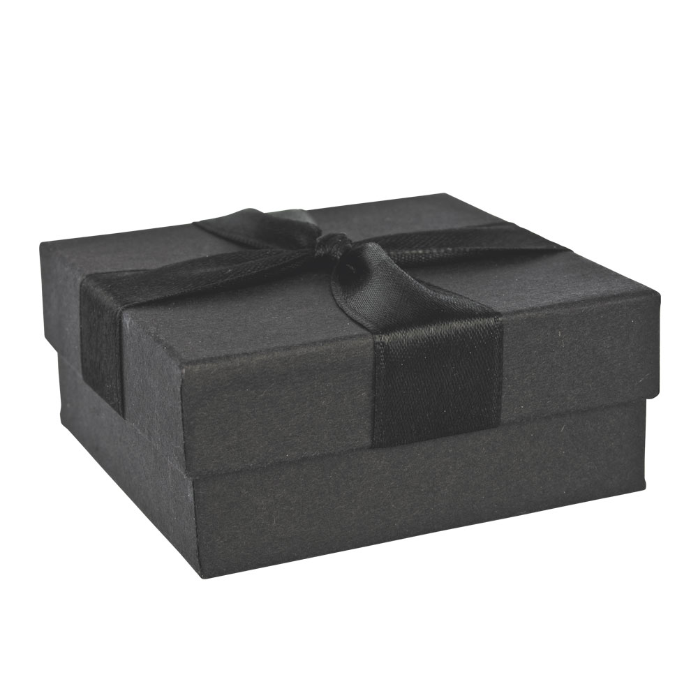 Black card universal box decorated with satin ribbon