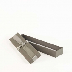 Grey card bracelet/watch box decorated with satin ribbon