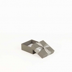 Grey card universal box decorated with satin ribbon