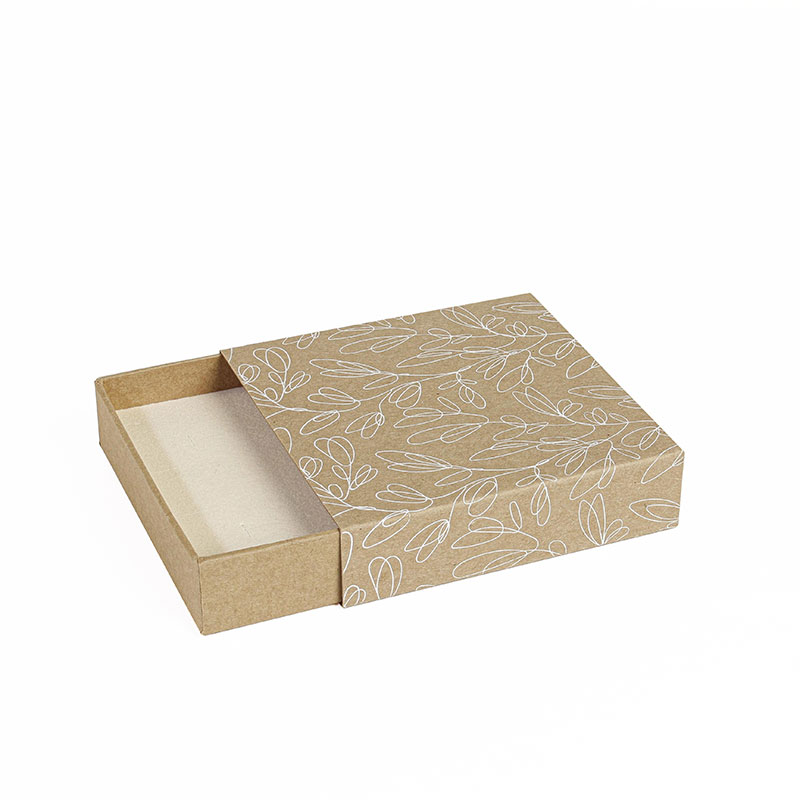 Kraft matchbox style card box - Gold hot-foil printed \\\'Botanical volutes\\\'