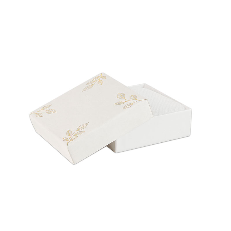Matt finish white card universal box - hot foil printed gold leaf motifs
