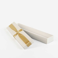 Off white card bracelet/watch box, satin finish ribbon and bow