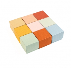 Set of 9 coloured boxes/displays in recycled matt cardboard