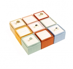 Set of 9 coloured boxes/displays in recycled matt cardboard