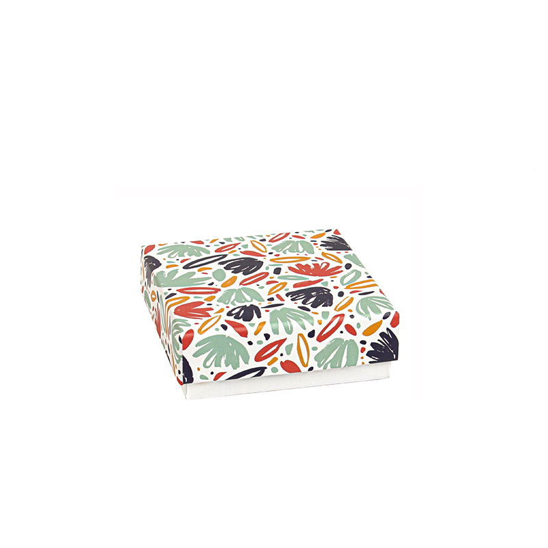 White card universal box with colourful bouquet motif
