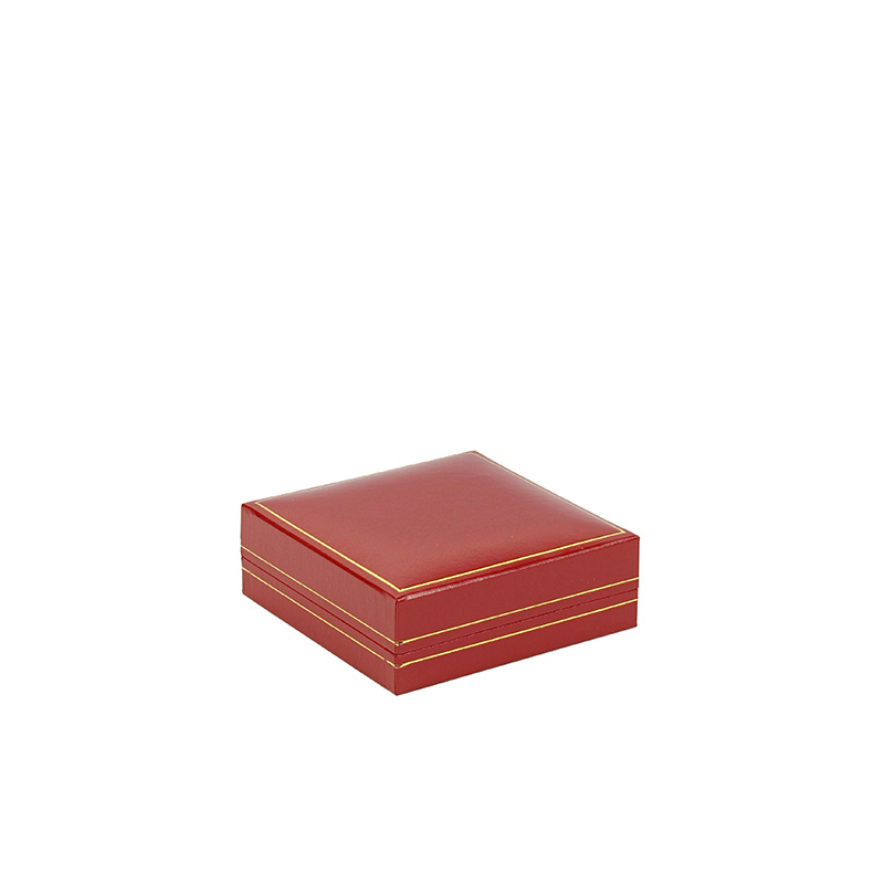 Red man-made leatherette bracelet/watch box with a gold border