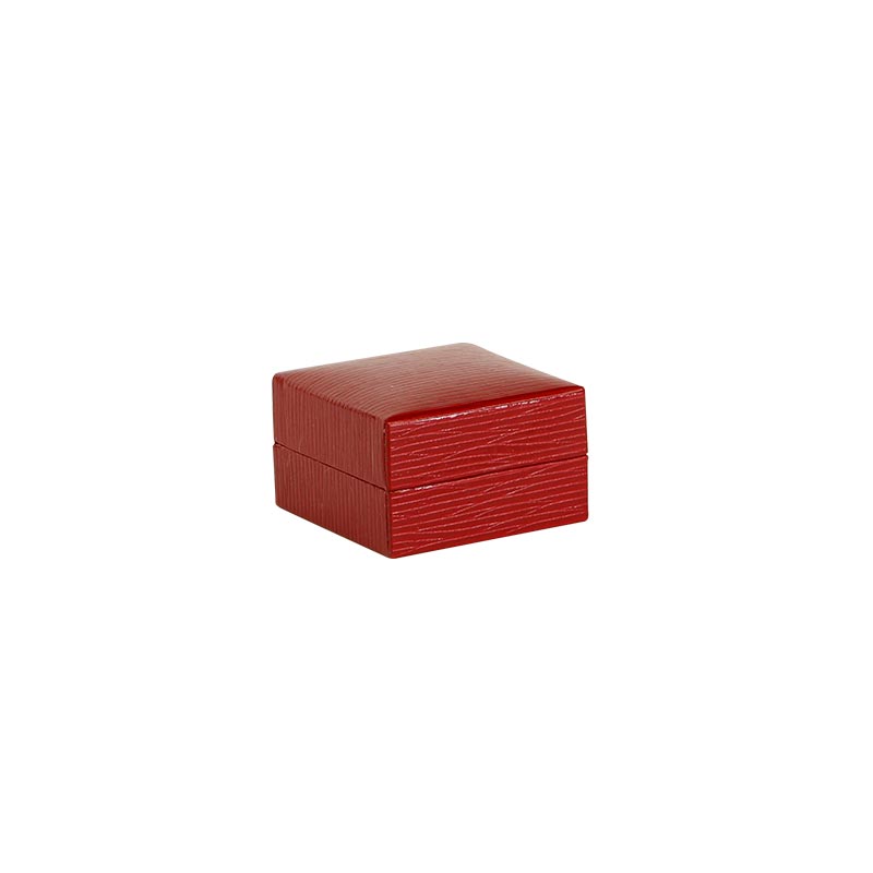 Red veined leatherette earrings box