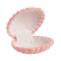 Light pink scallop shell jewellery presentation box in man-made velveteen