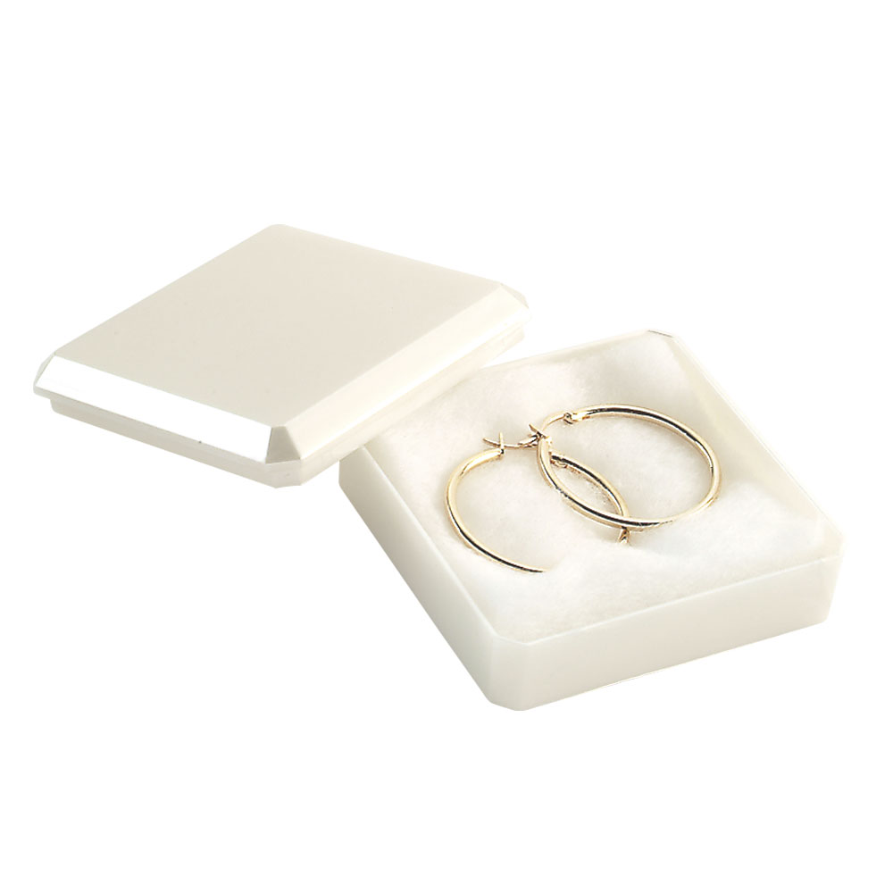 Plastic jewellery presentation box with a metallic finish