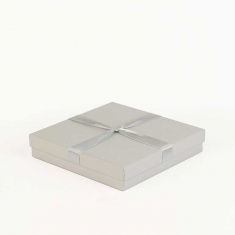 Card jewellery presentation box decorated with satin ribbon