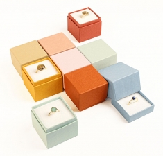 Set of 9 coloured gift boxes/displays in recycled matt card