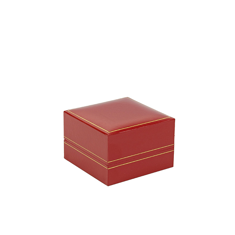 Man-made leatherette jewellery presentation box with gold border