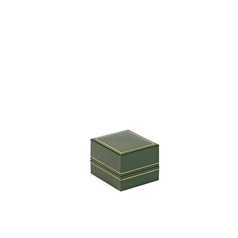 Man-made leatherette jewellery presentation box with gold border