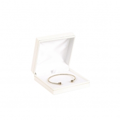 Man-made leatherette jewellery presentation box with gold border