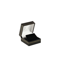 Man-made leatherette jewellery presentation box with gold border