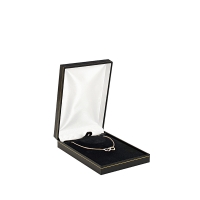 Man-made leatherette jewellery presentation box with gold border