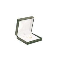 Man-made leatherette jewellery presentation box with gold border