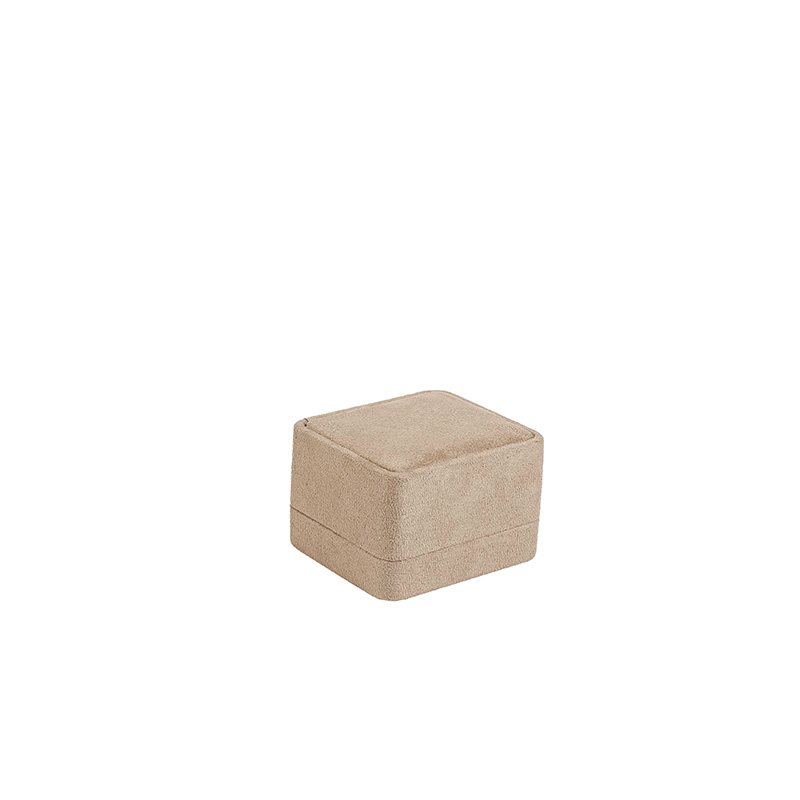Taupe suede-look earring box