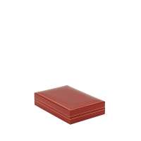 Classic red leatherette jewellery presentation box with gold border