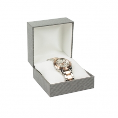 Grey veined leatherette card watch box