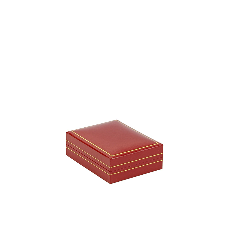 Pendant box in red leatherette with a gold border