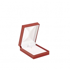 Pendant box in red leatherette with a gold border