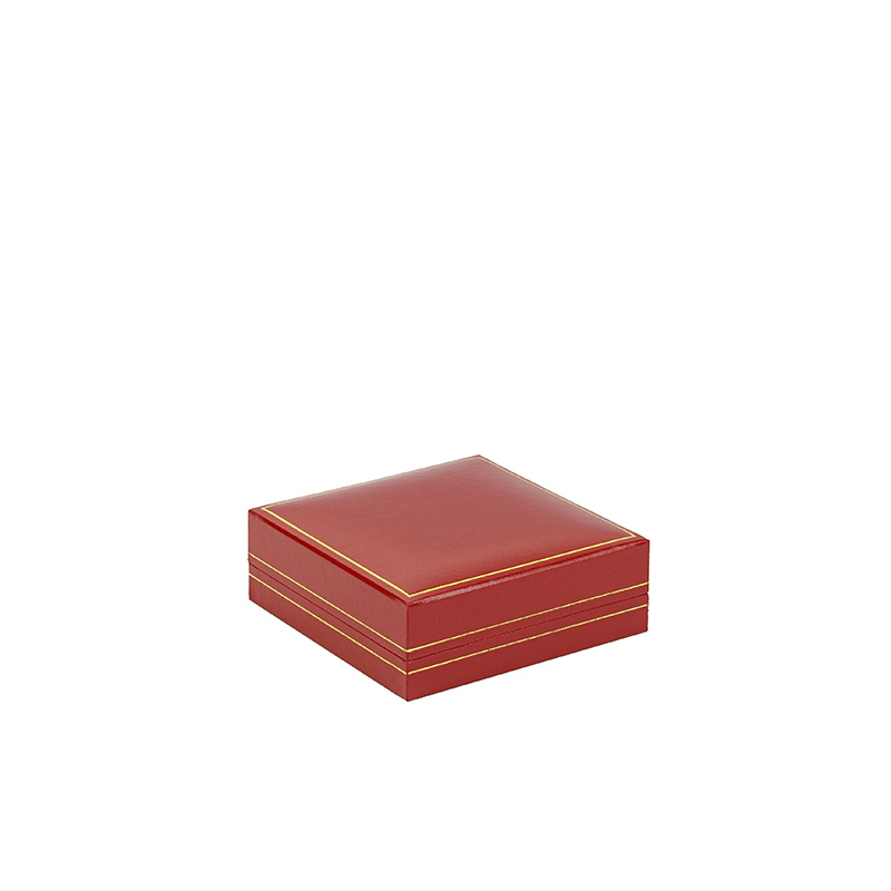 Red leatherette trinket box with gold border