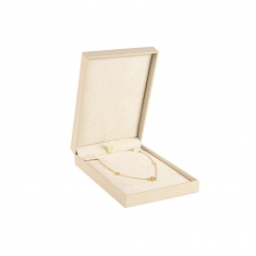 Smooth matt beige leatherette necklace box