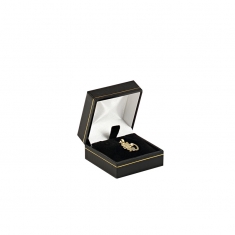 Man-made leatherette jewellery presentation box with gold border