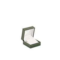 Man-made leatherette jewellery presentation box with gold border