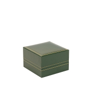 Man-made leatherette jewellery presentation box with gold border