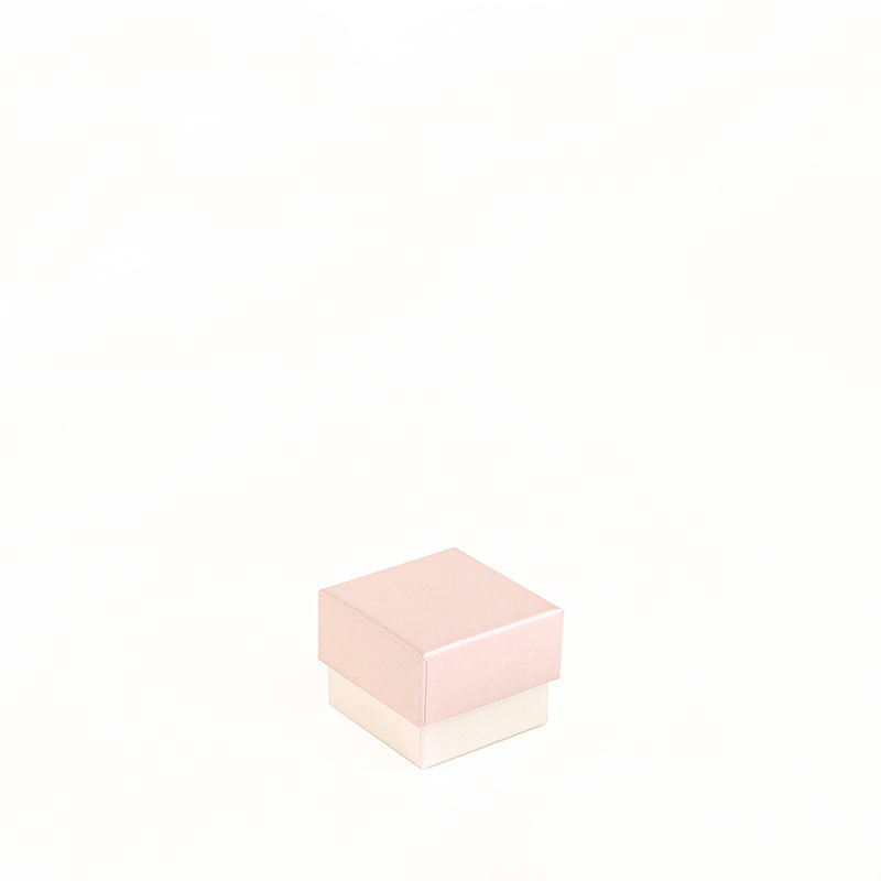 Two tone card ring box, pearlescent pink and white
