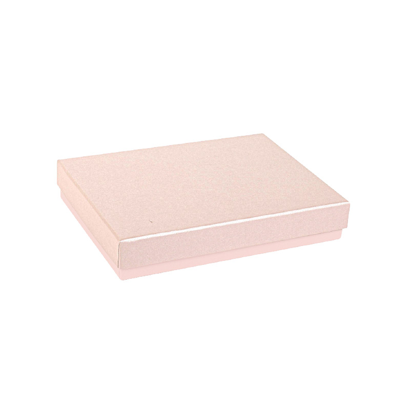 Pearlescent and matt finish light pink card jewellery presentation box