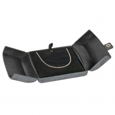 Grey, chamois finish leatherette chain/pendant box