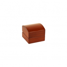 Gloss-varnished light brown wooden ring box with slit