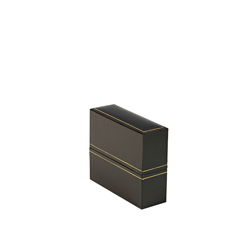 Man-made leatherette jewellery presentation box with gold border