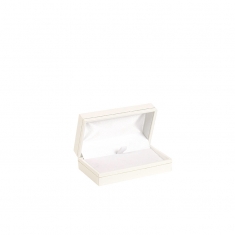 Man-made leatherette jewellery presentation box with gold border