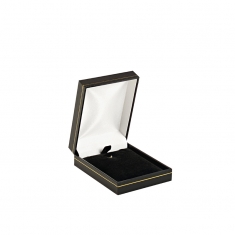 Man-made leatherette jewellery presentation box with gold border