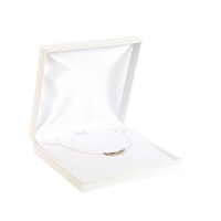 Man-made leatherette jewellery presentation box with gold border