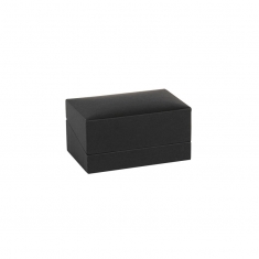 Black smooth finish man-made leatherette box for pair of wedding bands