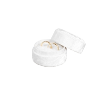 Round man-made white velvet box for pair of wedding rings