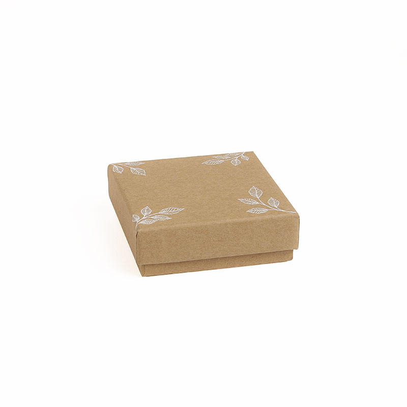 Natural Kraft-coloured universal box - White leaf pattern