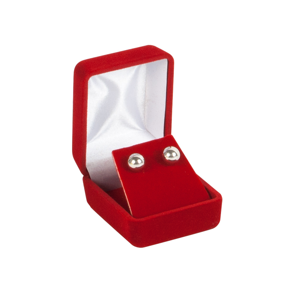 Red velveteen earring box