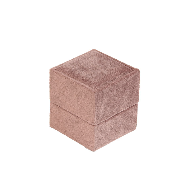 Antique pink velveteen square ring box